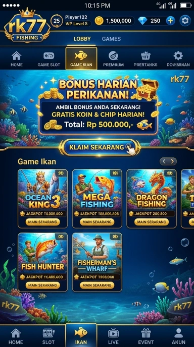 Tampilan antarmuka pengguna rk77 yang sederhana dan menarik.